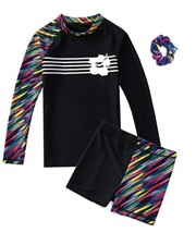 Girls Long Sleeve Swimsuits 2 Pieces Set Rash Guard Swimwear Quick Dry Surfin...