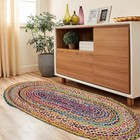 Craft Trade Multicolor Chindi Jute Rag Rug Hand Woven Braided Reversible
