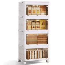 4-Tier Stackable Plastic Storage Bins - 67QT Stackable Storage Bins - Closet ...