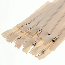 20 PCS 24 3 Beige Nylon Coil Zippers, Closed End, Bulk, DIY, Sewing, Craft