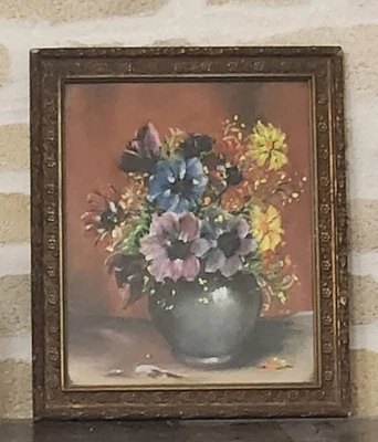 Tableau ancien huile toile Titre Quelque Fleur signé Lc de Groote 1901 Rare - Photo 1/4