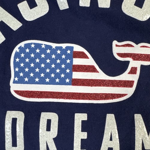 Vineyard Vines Girls' American Dream Glitter Short-Sleeve Tee, Navy, Logo Size S - Picture 4 of 5