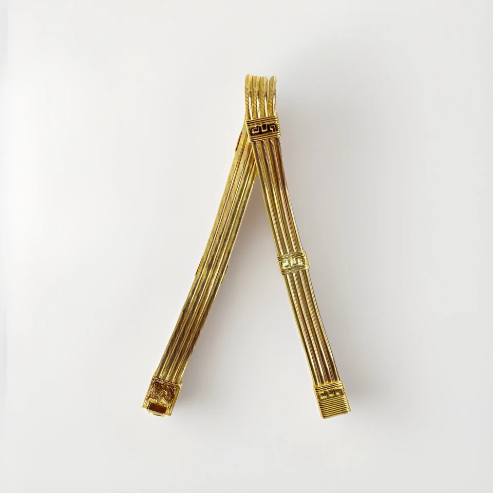 Rare Vintage St. John 1980s Heavy Gold Tone Multi-Strand Chain Belt SJ Logo 80s - Image 3 of 4