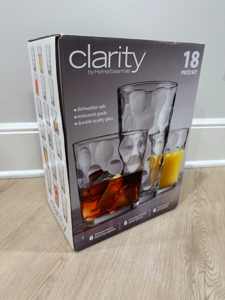 Juego de vasos Clarity 18 ct de Home Essentials Foto 2 de 4