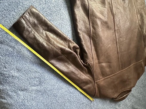 Marc New York Andrew Marc Mens Large Brown Pebbled Leather Bomber Jacket Heavy image 4