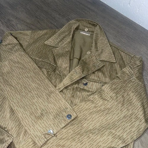 East German NVA Mens g 52 Brown Strichtarn Rain Camo Military Field Jacket - product listing photo