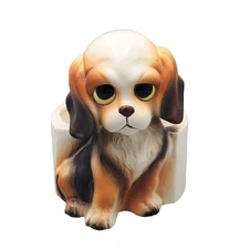 Vintage Lefton Japan Puppy Dog Planter Big Eyes Ceramic H6974 Beagle