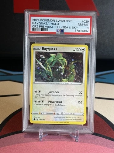 2024 POKEMON SWSH PROMO CROWN ZENITH PREMIUM COLLECTION #029 RAYQUAZA-HOLO PSA 8