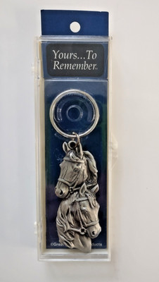 Yours To Remember Horse Heads Pewter Key Chain Equestrian Gift