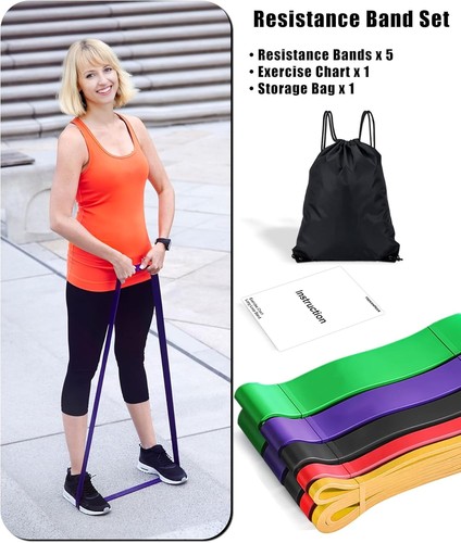 Heavy Duty Resistance Bands Set 5 Loop for Gym Exercise Pull up Fitness Workout - Picture 5 of 7