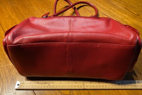 NWOT 'TOMMY & KATE' RED LEATHER HAND BAG 13" X 10" X 5" - Picture 13 of 23