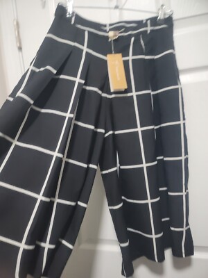 francesca's House Brand Cullote Pants Square Patterns Black Size S
