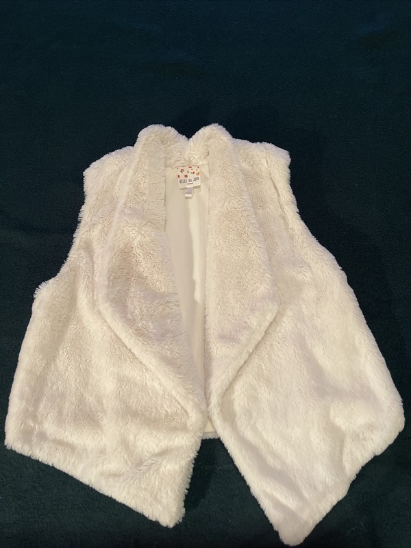 Belle Du Hour Girls White “Fur” Lapel Vest - Size Large
