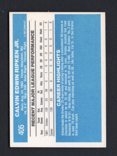 Cal Ripken, Jr. Rookie Lot 3 Baseball Cards 1982 Fleer(1 card) and 2 Donruss - 第 16/18 張圖片