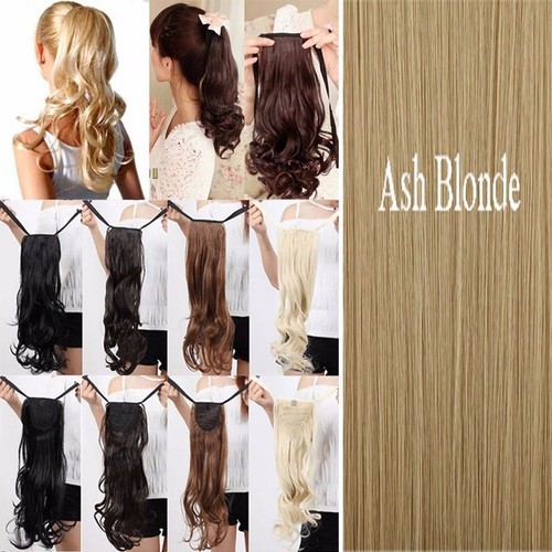 17-27" Long Thick Drawstring Ponytail Clip in Hair Extension Real As Human Style - Picture 18 of 27