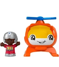 New Fisher Price Little People Orange Helicopter With Figure Set Brown Skin