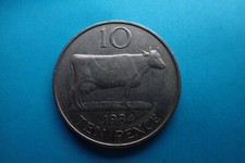 Guernsey, 10p large Ten Pence 1984, Cow, see images.
