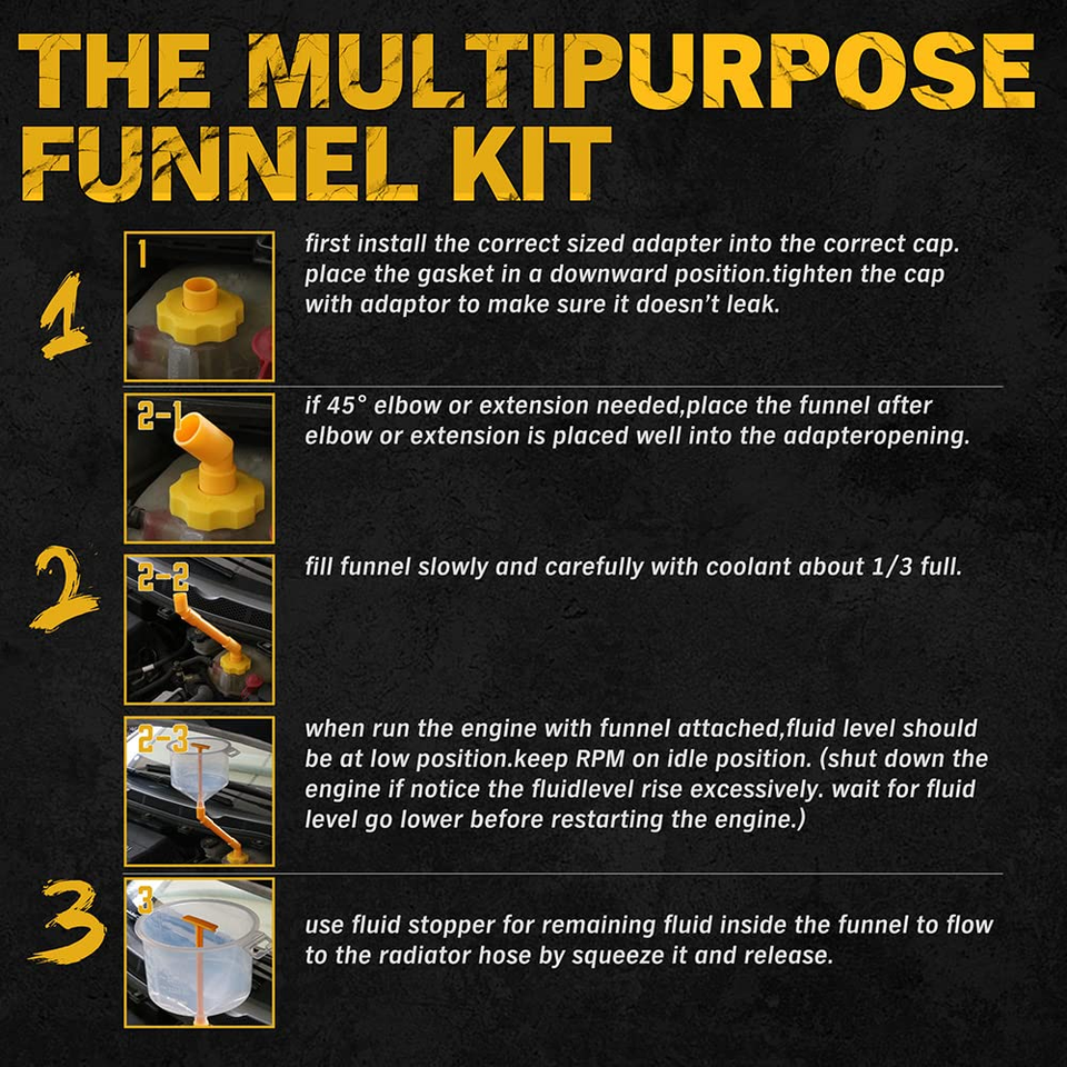 15 PCS NoSpill Coolant Funnel Kit Radiator Funnel Burping Kit Funnels