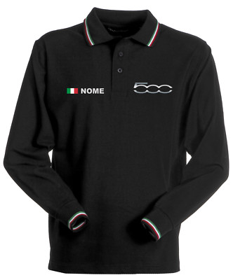 POLO FIAT 500 TRICOLORE ITALIA MANICHE LUNGHE UOMO MAGLIA