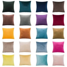 Soft Simple Throw Pillow Case Plain Color Velvet Cushion Cover Sofa Home Décor