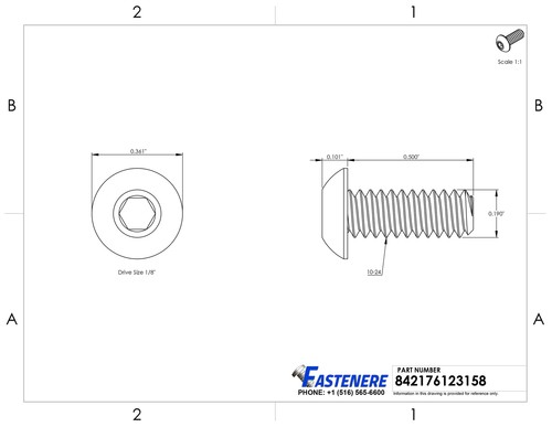 10-24 x 1/2" Button Head Socket Cap Screws Black Oxide Alloy Steel Qty 100 - Picture 2 of 7