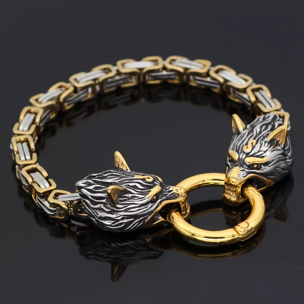 Viking wolf hotsell head bracelet