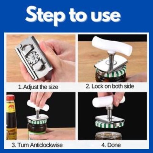 2 pcs Stainless Steel Can Opener Adjustable Jar Lid Bottle Remover  Grip Tool - Foto 13 di 14