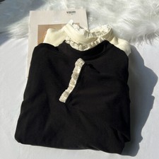 Femmes Velours Haut Cou Manches Longues Haut Slim Fit Haut Bas Thermique