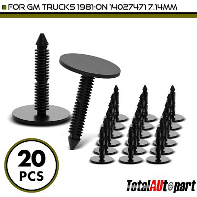 20Pcs Black Trim Panel Retainer Clip for Chevy GMC 1981-On 7.14mm Nylon 14027471