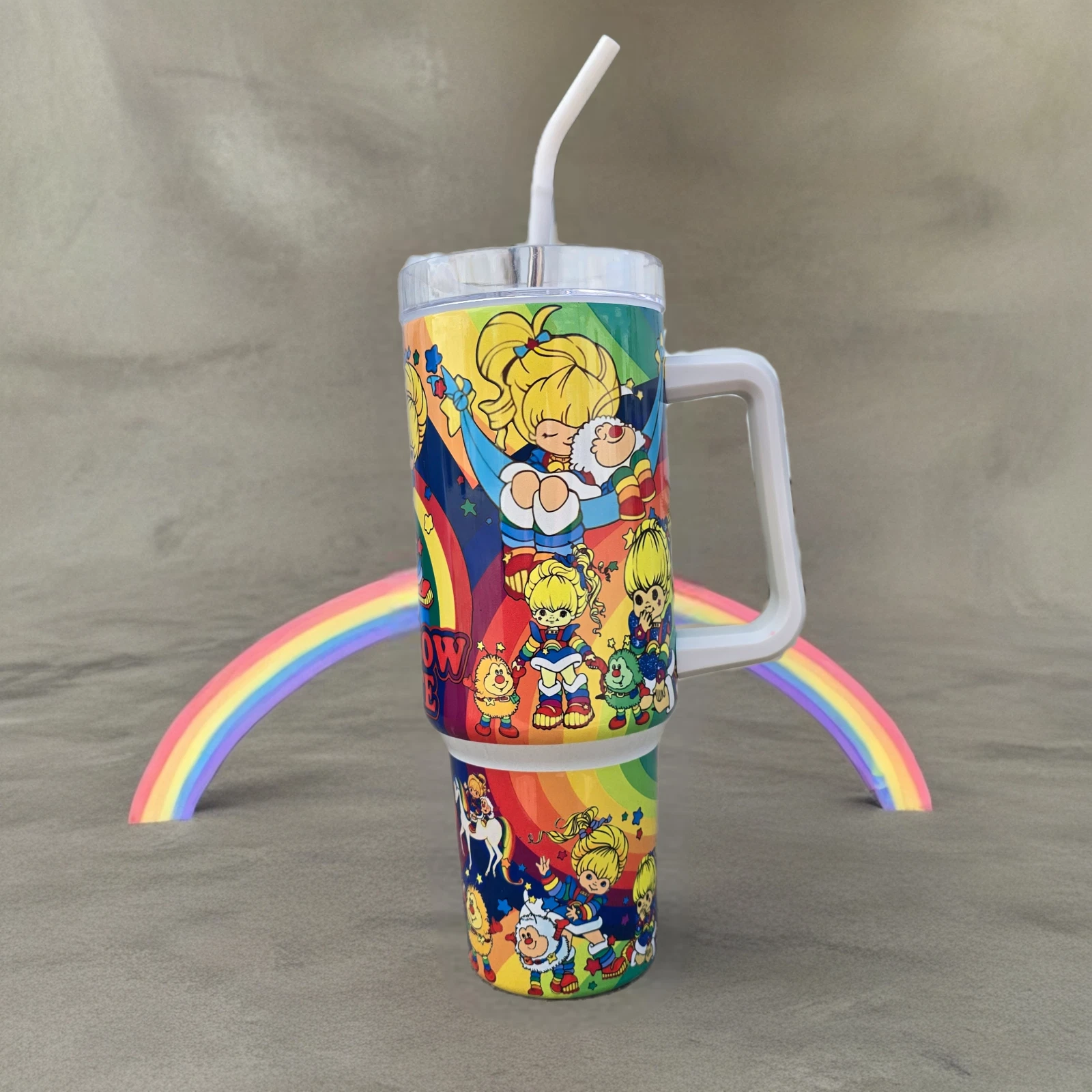 Rainbow Brite 40oz Tumbler Stainless Steel with Handle Straw