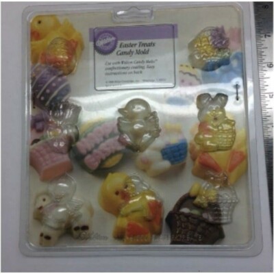 Wilton NIP Candy Mold Easter Treats Chick Tulip Lamb Egg Basket Bunny Happy