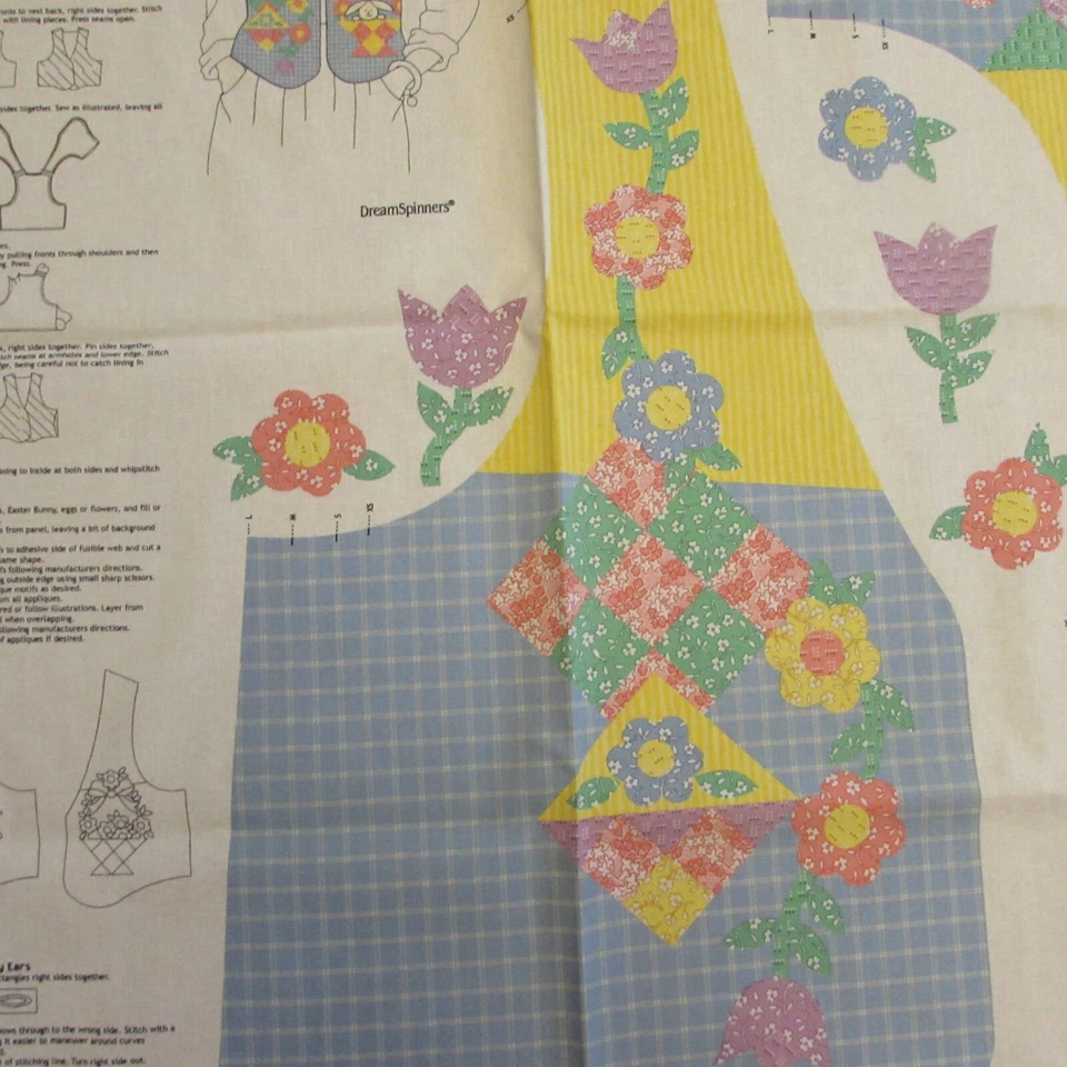 Vintage Cranston V.I.P. Panel FLOWER BASKET VEST Easter Spring Sewing - Image 3 of 4