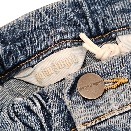 Palm Angels Logo Kids Denim Jean Shorts - Cotton - Blue - 12 kids - Picture 6 of 7