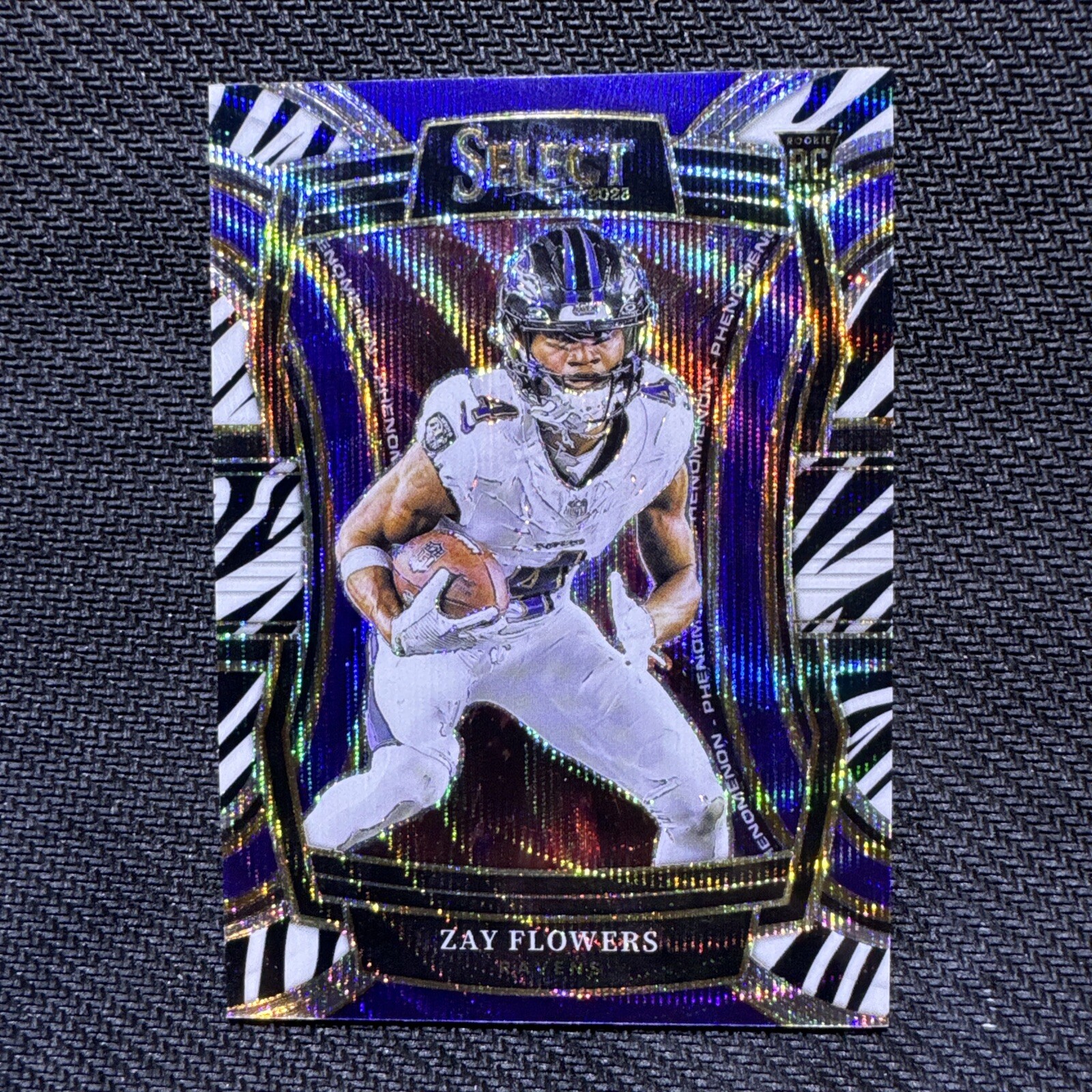 2023 Panini Select ZAY FLOWERS Rookie Zebra Prizm Phenomenon RC SSP Ravens MINT