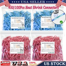 450-100Pcs Waterproof Heat Shrink Crimp Butt Wire Connectors insulated Terminal