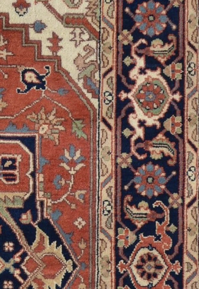 Oriental area rug Red Heriz  hand  knotted elegant  New Rare Wool 6 X 9 India. - Image 2 of 4