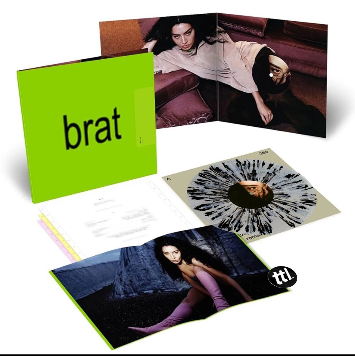 CHARLI XCX - BRAT BLACK WHITE SPLATTER VINYL TURNTABLE LAB