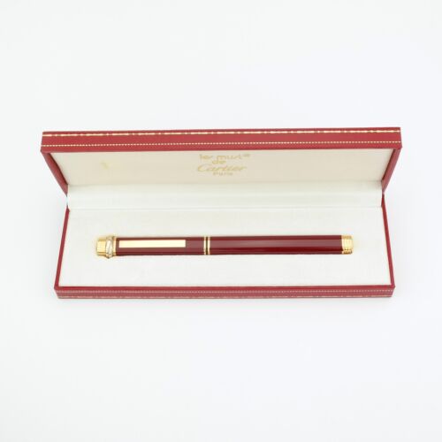 Vintage Must de Cartier Vendome Trinity Oval Burgundy Lacquer Ballpoint Pen - Bild 13 von 14