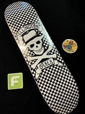 RARE Erik Ellington Skull Cross Baker Skateboard Deck Pro Rider White Checkers