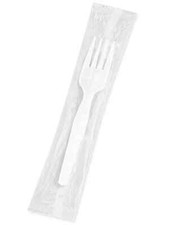 1000 pcs Individually Wrapped Plastic Forks White Medium Weight