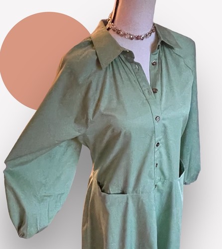 Harshman Muriel Matcha grün Baumwolle Hemd Fit Flare Midikleid neu mit Etikett $ 229 M L 10 - Bild 6 von 14