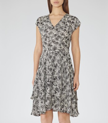 REISS CANYON BLACK WHITE DOUBLE LAYERED FRILLED