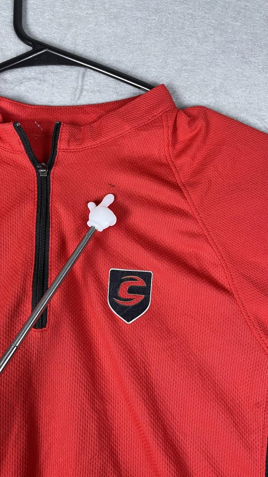 Camiseta deportiva de ciclismo Cannondale para hombre mediana roja negra 1/4 bolsillos con cremallera malla transpirable Foto 2 de 4