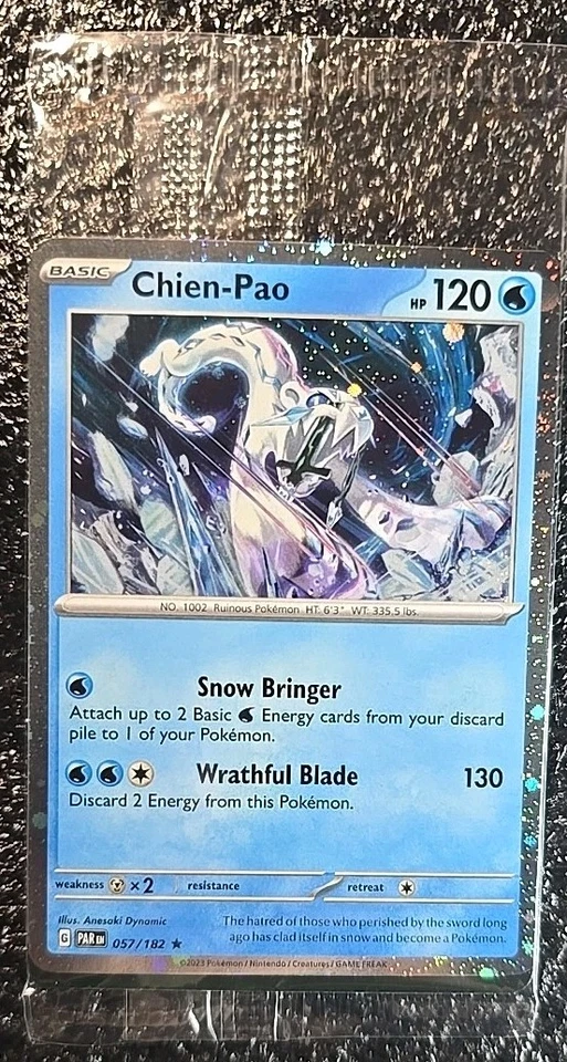 Pokemon TCG Chien-Pao 057/182 Sealed Cosmos Holo Paradox Rift 2023 NM  - Image 2 of 3