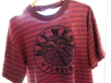 L/XL Vtg Mid 90s Key West FL Striped Distressed Single Stitch Skate Punk T-Shirt