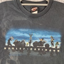 Vintage Harley Davidson Looney Tunes Shirt Mens Large Black Annapolis MD Y2K