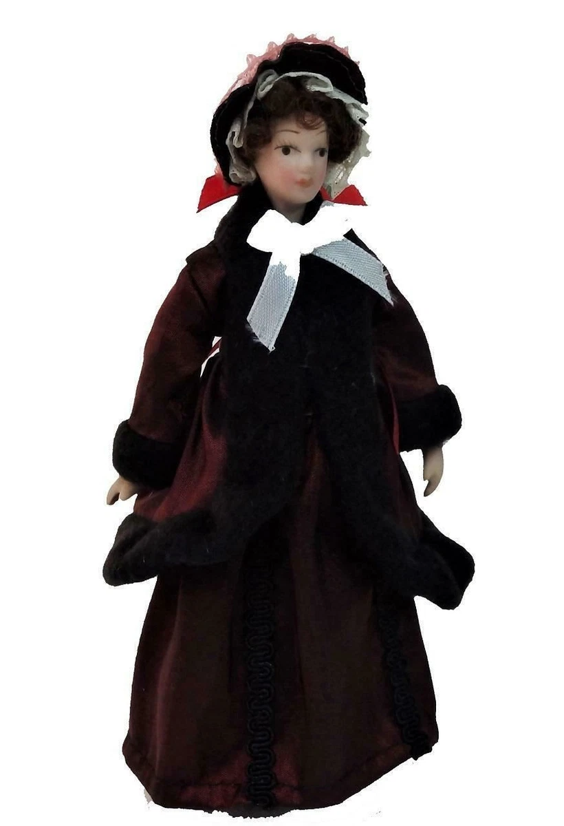 Melody Jane Bambola In Porcellana Vittoriana Con Abito Grigio – Scala 1:12, Altezza 14 Cm, Per Casa Delle Bambole