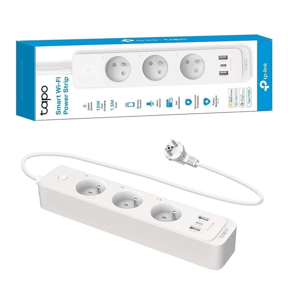 TP-LINK DEUTSCHLAND GMBH TP-Link Tapo P300 Steckdosenleiste 3 AC Ausgänge 3 USB Anschlüsse 2300W WLAN Sma