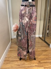 Zara Multicolor Paisley Wide-Leg Elastic Waist Women's Pants