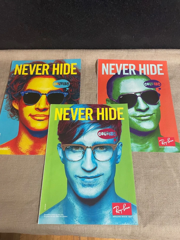 Ray-Ban Colorize Never Hide lot of 3 Magazine Advertisement Print Ads 2009 - Image 2 of 4